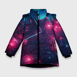 Куртка зимняя для девочки Конструкция с ярким свечением, цвет: 3D-черный