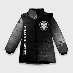 Куртка зимняя для девочки Leeds United sport на темном фоне вертикально, цвет: 3D-черный