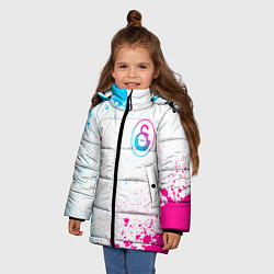 Куртка зимняя для девочки Galatasaray neon gradient style вертикально, цвет: 3D-черный — фото 2
