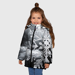 Куртка зимняя для девочки Чено-белая снежинка, цвет: 3D-светло-серый — фото 2