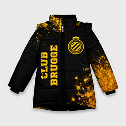 Куртка зимняя для девочки Club Brugge - gold gradient вертикально, цвет: 3D-черный