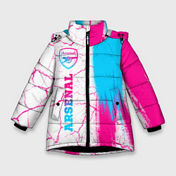 Куртка зимняя для девочки Arsenal neon gradient style по-вертикали, цвет: 3D-черный