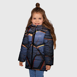 Куртка зимняя для девочки Темная абстрактная объемная плитка, цвет: 3D-черный — фото 2