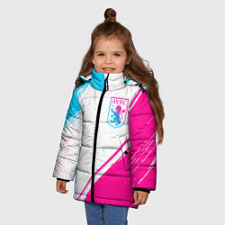Куртка зимняя для девочки Aston Villa neon gradient style вертикально, цвет: 3D-черный — фото 2