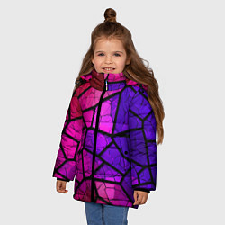 Куртка зимняя для девочки Крупный фиолетовый витраж, цвет: 3D-красный — фото 2