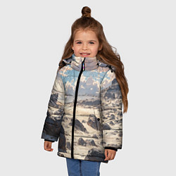Куртка зимняя для девочки Аниме пляж, цвет: 3D-светло-серый — фото 2