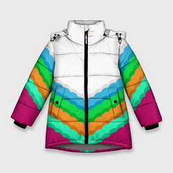 Куртка зимняя для девочки Пятицветный угольник с волной, цвет: 3D-светло-серый