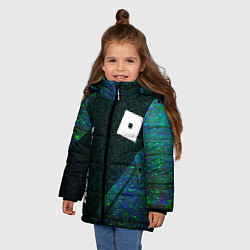 Куртка зимняя для девочки Roblox glitch blue, цвет: 3D-черный — фото 2