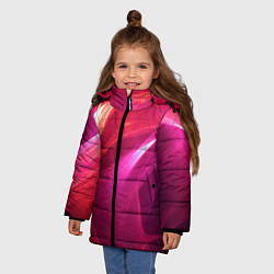 Куртка зимняя для девочки Красно-розовый энергетический хаос волн, цвет: 3D-светло-серый — фото 2