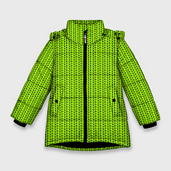 Куртка зимняя для девочки Ярко-зелёный в маленькие чёрные полоски, цвет: 3D-черный