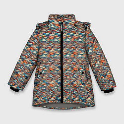 Куртка зимняя для девочки Горный паттерн, цвет: 3D-светло-серый
