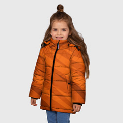 Куртка зимняя для девочки Тёмный оранжевый полосами, цвет: 3D-черный — фото 2