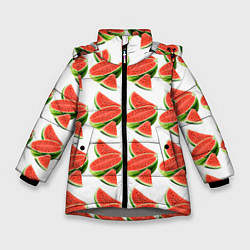 Куртка зимняя для девочки Разрезанный арбуз, цвет: 3D-светло-серый