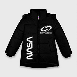 Куртка зимняя для девочки Nasa space logo white, цвет: 3D-черный