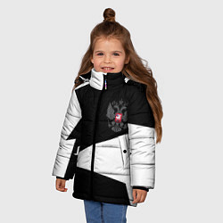Куртка зимняя для девочки Герб РФ геометрия текстура, цвет: 3D-черный — фото 2