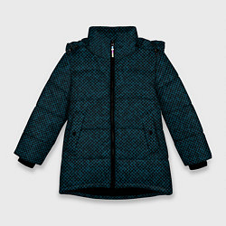 Куртка зимняя для девочки Текстурированный чёрно-бирюзовый, цвет: 3D-черный