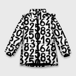 Куртка зимняя для девочки Гранжевые числа, цвет: 3D-черный