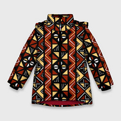 Куртка зимняя для девочки Африканский мавританский орнамент, цвет: 3D-красный