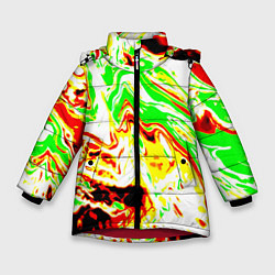Куртка зимняя для девочки Кислотные краски, цвет: 3D-красный