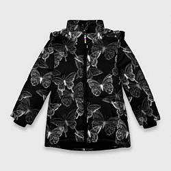 Куртка зимняя для девочки Паттерн бабочки, цвет: 3D-черный