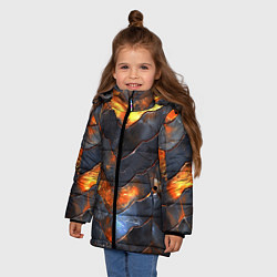 Куртка зимняя для девочки Чешуя в огне, цвет: 3D-черный — фото 2