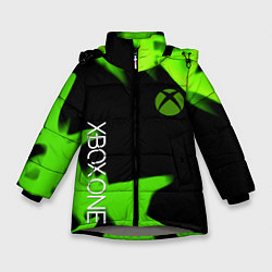 Куртка зимняя для девочки Xbox one green flame, цвет: 3D-светло-серый