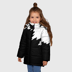 Куртка зимняя для девочки Просто краска черно белая, цвет: 3D-светло-серый — фото 2