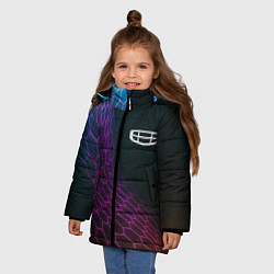 Куртка зимняя для девочки Geely neon hexagon, цвет: 3D-черный — фото 2