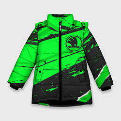 Куртка зимняя для девочки Skoda sport green, цвет: 3D-черный