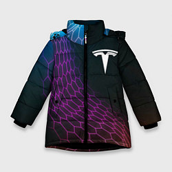 Зимняя куртка для девочки Tesla neon hexagon