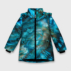 Зимняя куртка для девочки Абстракция батик - морской стиль