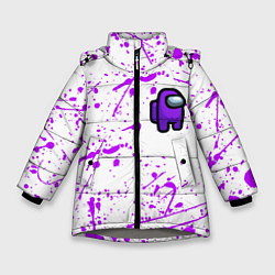 Куртка зимняя для девочки Among us neon colors game, цвет: 3D-светло-серый