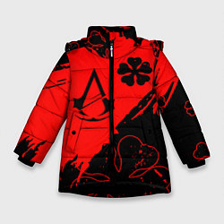Куртка зимняя для девочки Assassins Creed logo clewer, цвет: 3D-черный