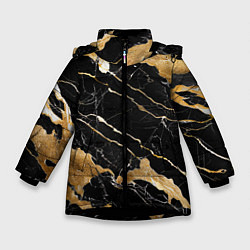 Куртка зимняя для девочки Мрамор Порторо - абстрактная текстура, цвет: 3D-черный