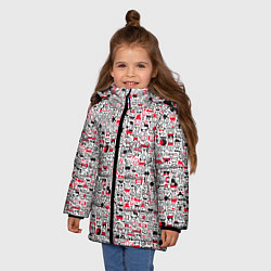 Куртка зимняя для девочки Человечки с антенками, цвет: 3D-черный — фото 2