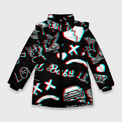 Куртка зимняя для девочки Lil Peep logo glitch, цвет: 3D-черный