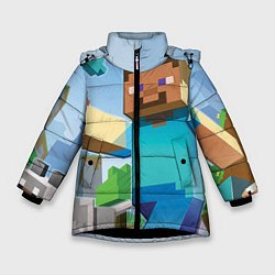 Куртка зимняя для девочки Minecraft World, цвет: 3D-черный