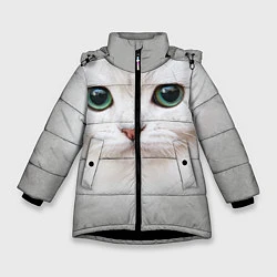 Зимняя куртка для девочки Белый котик