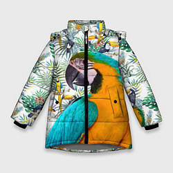 Куртка зимняя для девочки Летний попугай, цвет: 3D-светло-серый