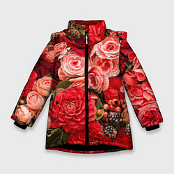 Куртка зимняя для девочки Ассорти из цветов, цвет: 3D-черный