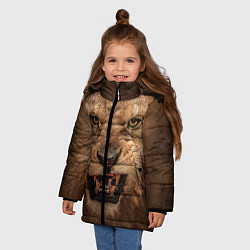 Куртка зимняя для девочки Взгляд льва, цвет: 3D-черный — фото 2
