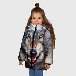 Куртка зимняя для девочки Взгляд волка, цвет: 3D-черный — фото 2
