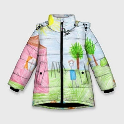 Куртка зимняя для девочки Детские рисунки, цвет: 3D-черный