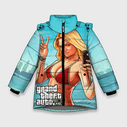 Куртка зимняя для девочки GTA 5: Selfie Girl, цвет: 3D-светло-серый