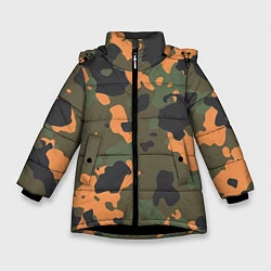 Зимняя куртка для девочки Камуфляж: хаки/оранжевый