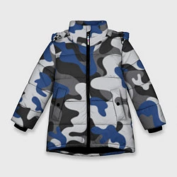 Куртка зимняя для девочки Зимний камуфляж, цвет: 3D-черный