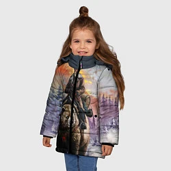 Куртка зимняя для девочки Красноармеец на медведе, цвет: 3D-светло-серый — фото 2