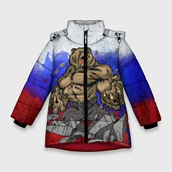 Куртка зимняя для девочки Русский медведь, цвет: 3D-красный