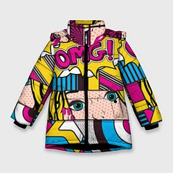 Куртка зимняя для девочки POP ART, цвет: 3D-черный
