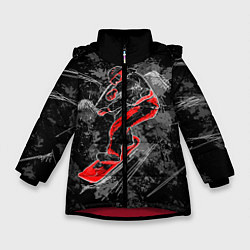 Куртка зимняя для девочки Сноубордист, цвет: 3D-красный